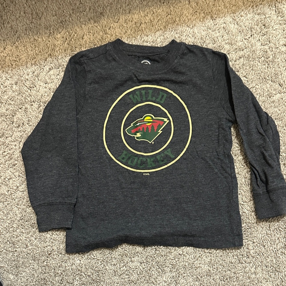 NHL Kids Wild Hockey Charcoal Long Sleeve Tee